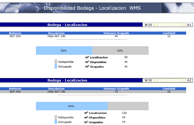 Informe Disponibilidad Bodega-Localización WMS